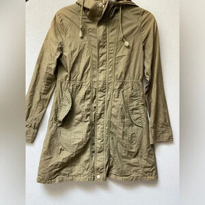 Tough Jeansmith ultility hooded zip up trench jacket Sz  S